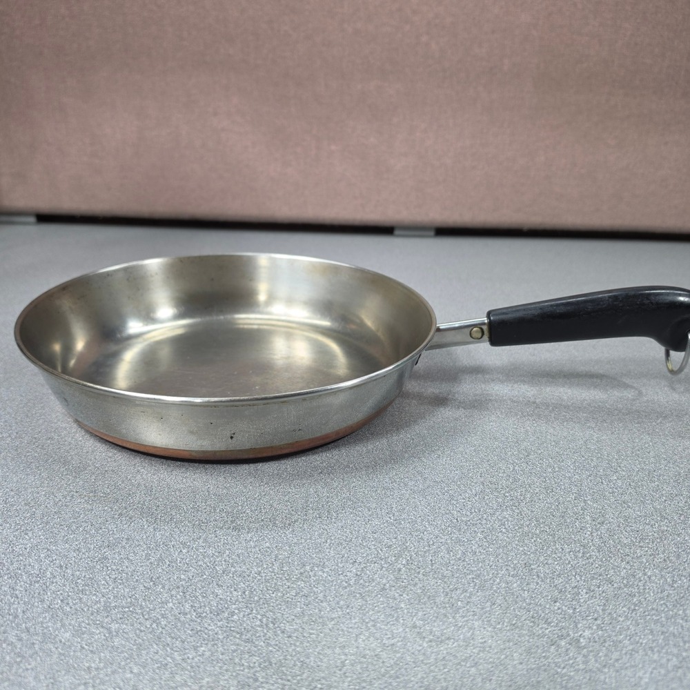 Revere Ware Skillet 10 Inch Silver Good Copper Bottom Stainless Steel USA Made